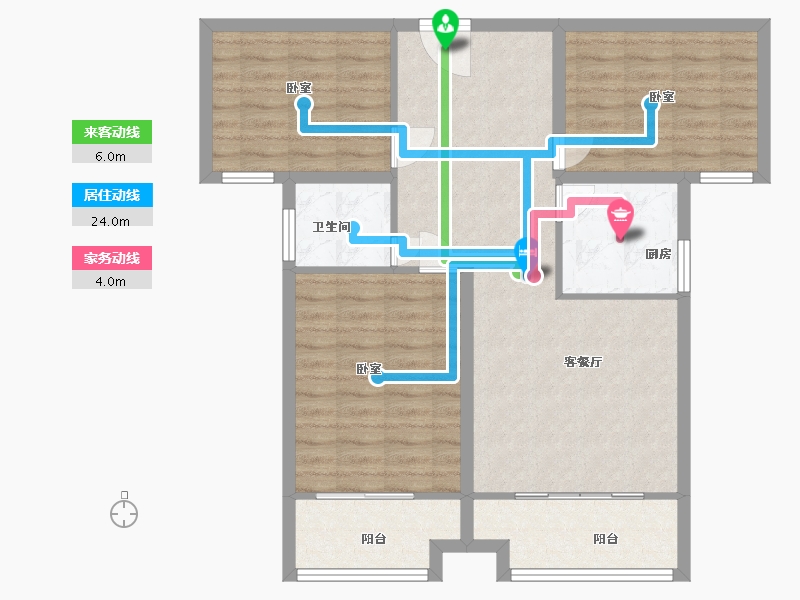 河南省-信阳市-四季花城玉兰庭-88.01-户型库-动静线