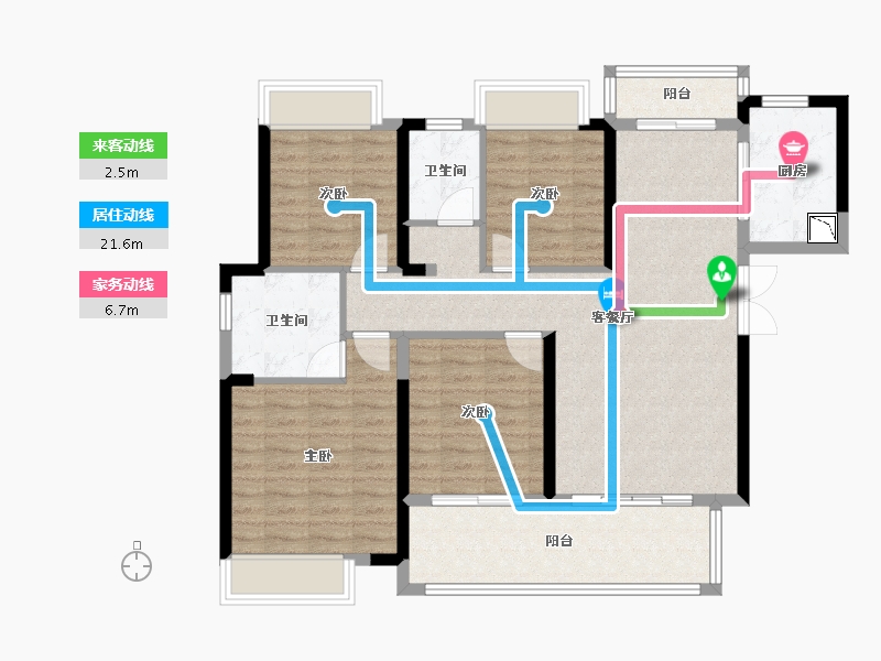 湖南省-株洲市-长房湘江府-104.18-户型库-动静线