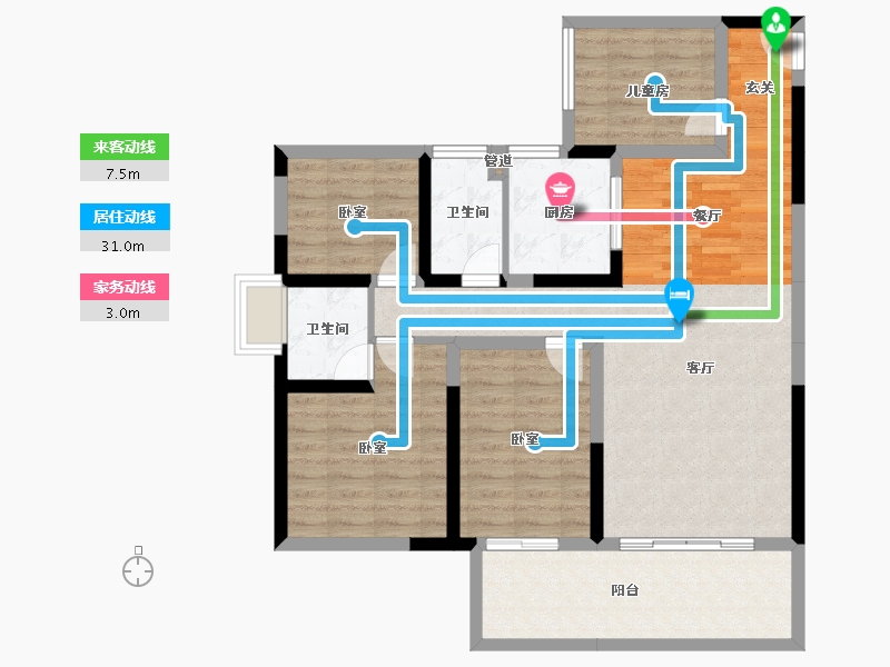 湖南省-衡阳市-金钟君悦城-102.85-户型库-动静线