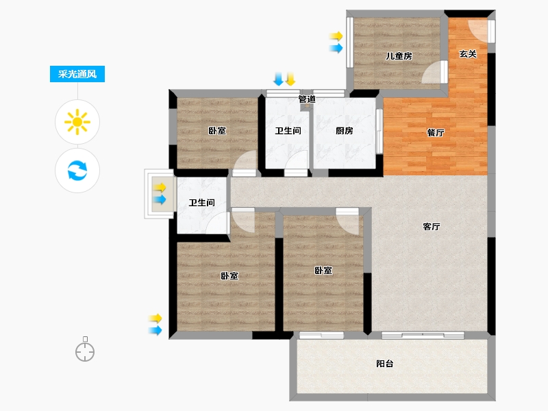 湖南省-衡阳市-金钟君悦城-102.85-户型库-采光通风