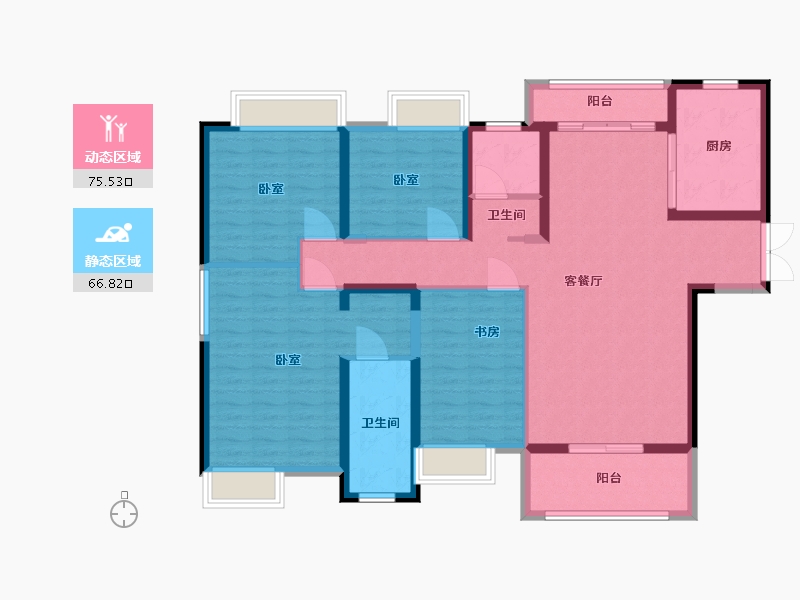 湖北省-武汉市-地铁盛观尚城-128.00-户型库-动静分区