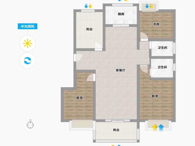 湖北省-黄冈市-御和华城-117.13-户型库-采光通风