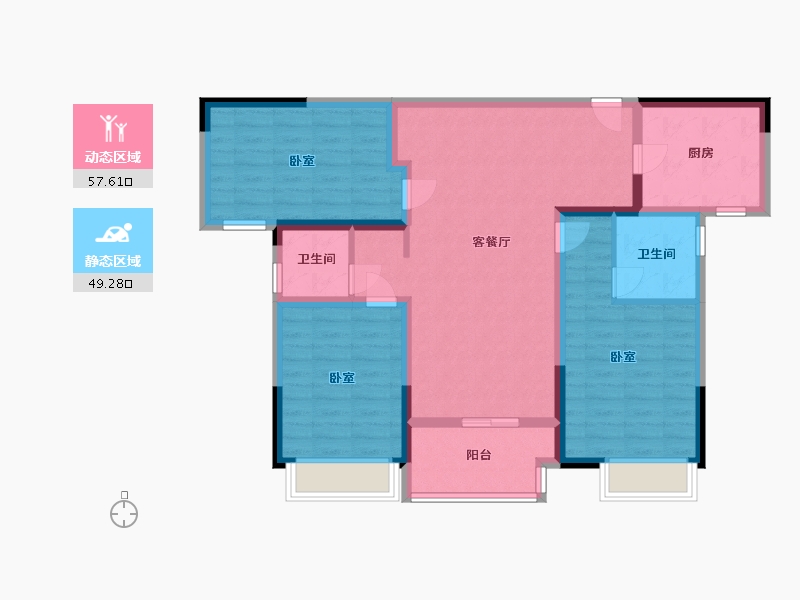 河南省-许昌市-建业北海桂园-94.98-户型库-动静分区