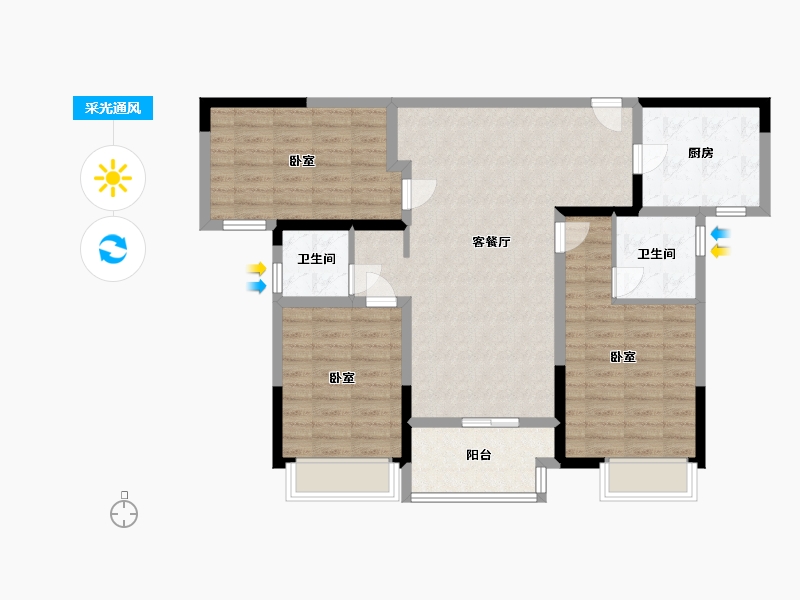 河南省-许昌市-建业北海桂园-94.98-户型库-采光通风