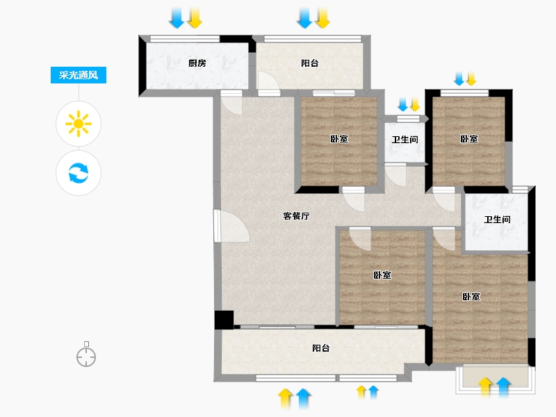 湖北省-宜昌市-公园大观-106.52-户型库-采光通风