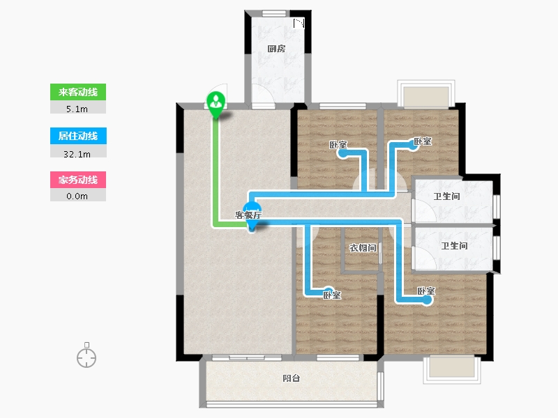 湖北省-咸宁市-福星城·锦悦府-111.00-户型库-动静线