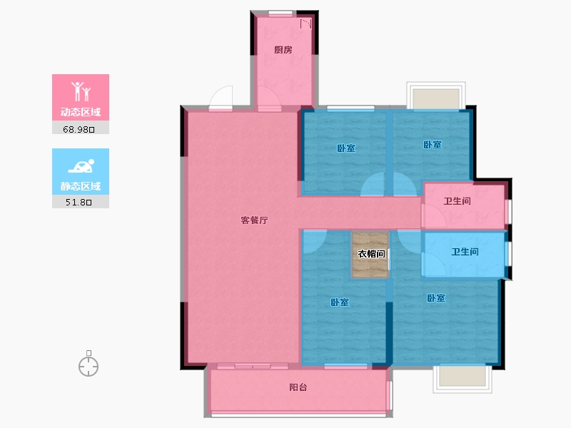 湖北省-咸宁市-福星城·锦悦府-111.00-户型库-动静分区