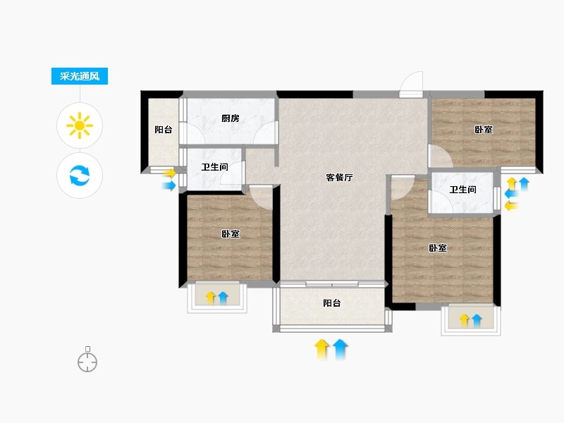 湖北省-襄阳市-襄投锦程-73.24-户型库-采光通风