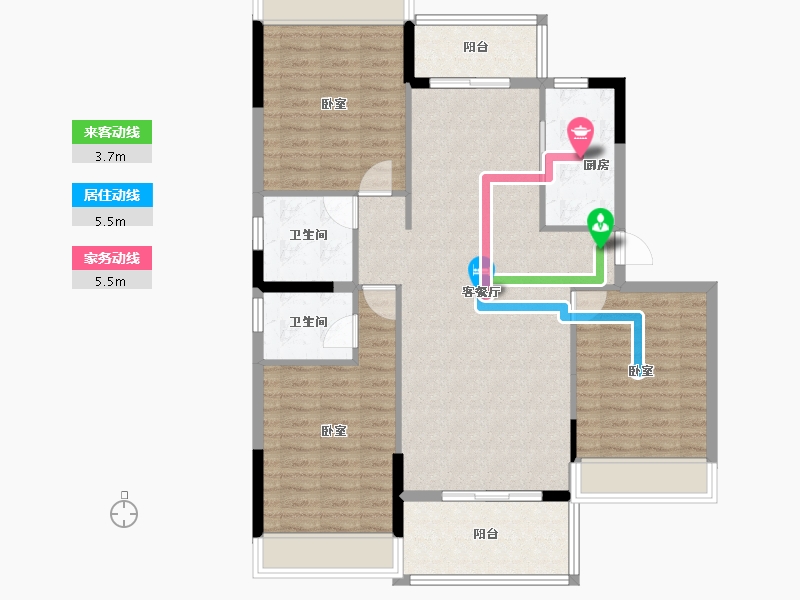 湖北省-襄阳市-奥园龙庭华府-105.27-户型库-动静线