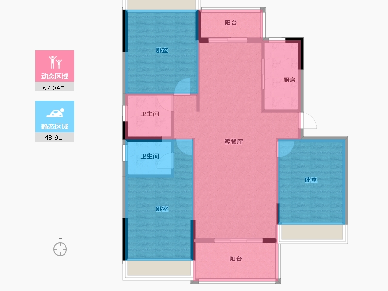 湖北省-襄阳市-奥园龙庭华府-105.27-户型库-动静分区