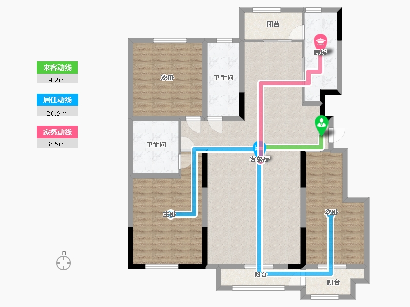 山东省-潍坊市-中冶潍坊公馆-130.40-户型库-动静线