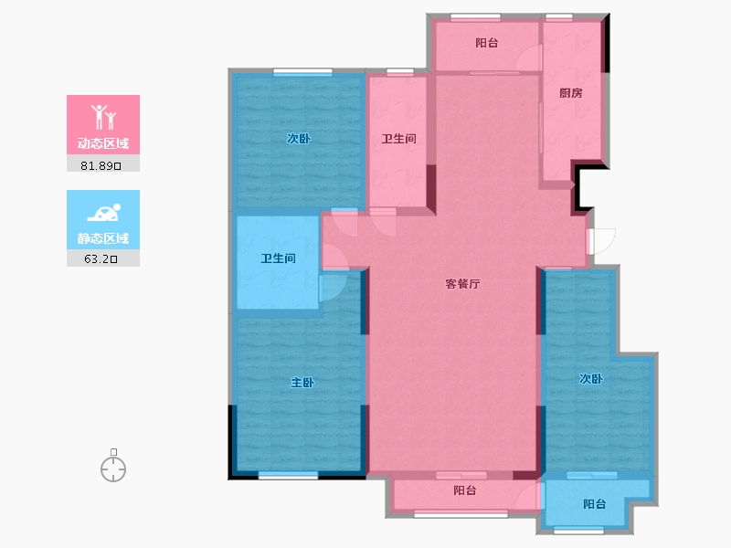 山东省-潍坊市-中冶潍坊公馆-130.40-户型库-动静分区