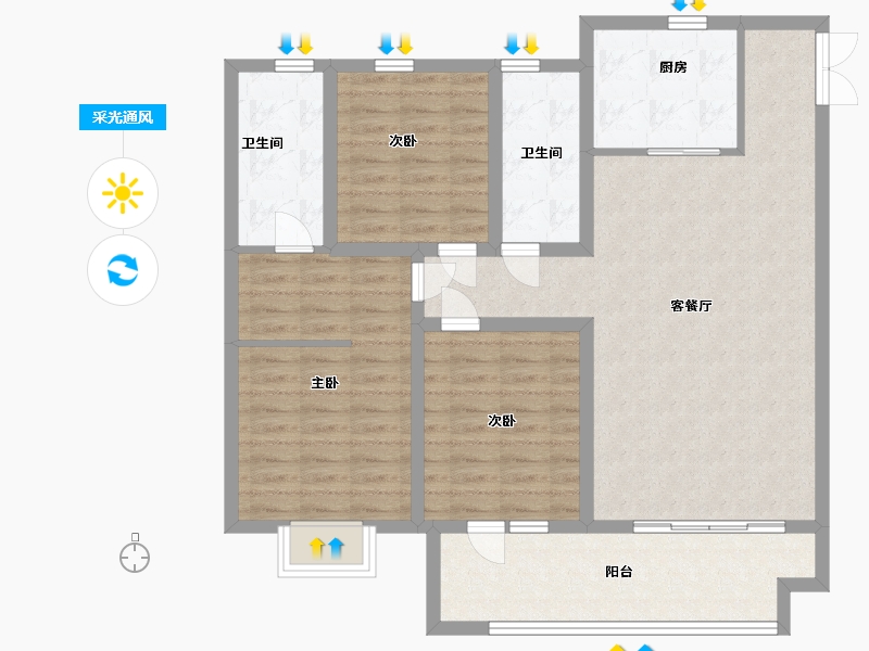 山东省-临沂市-阜丰澜岸-105.00-户型库-采光通风