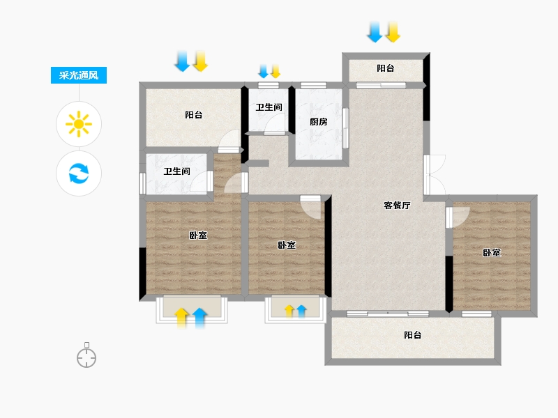 湖南省-株洲市-亿都时光-103.64-户型库-采光通风