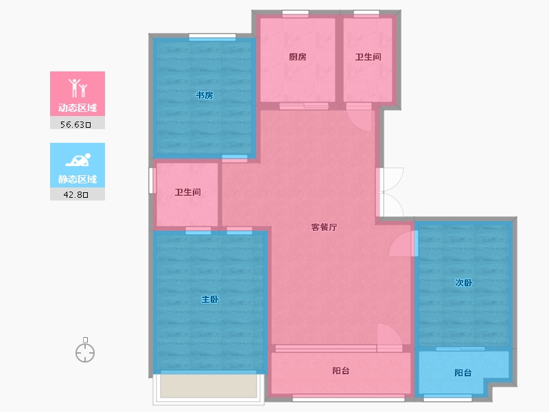 山东省-潍坊市-恒信浞河公馆-88.26-户型库-动静分区