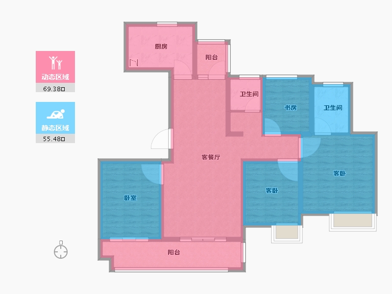 浙江省-宁波市-缔壹城颐璟园3期-111.00-户型库-动静分区