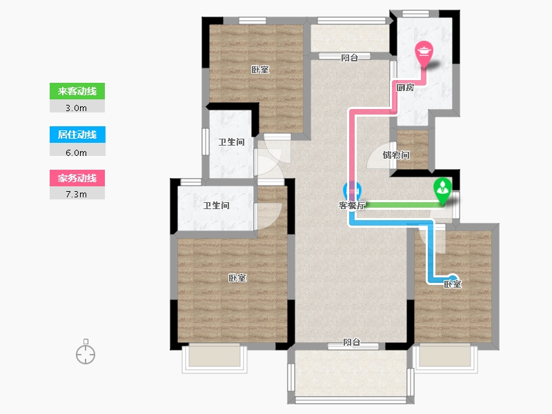 河南省-许昌市-建业北海桂园-107.23-户型库-动静线