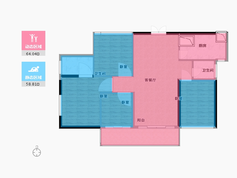 湖北省-黄石市-黄石文鑫城玺-111.10-户型库-动静分区