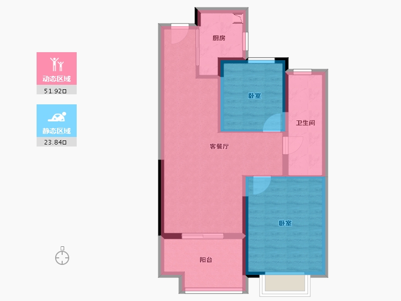 湖北省-咸宁市-福星城·锦悦府-67.21-户型库-动静分区