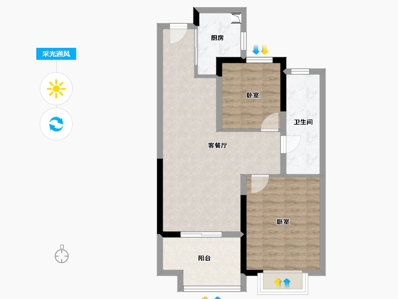 湖北省-咸宁市-福星城·锦悦府-67.21-户型库-采光通风