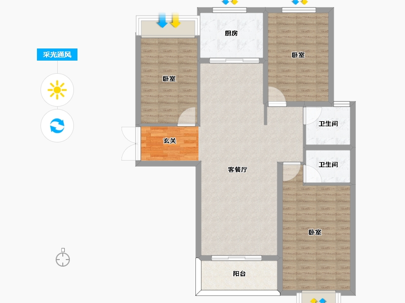 河南省-许昌市-山峰唐宁湾-106.40-户型库-采光通风