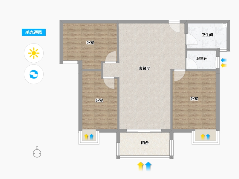 湖北省-黄冈市-红安盛安新都-81.31-户型库-采光通风