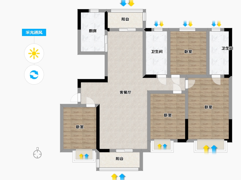 河南省-许昌市-建业北海桂园-114.77-户型库-采光通风