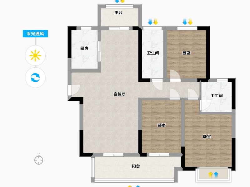 河南省-许昌市-建业北海桂园-99.00-户型库-采光通风