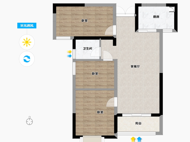 湖北省-宜昌市-佳境天城三期-72.23-户型库-采光通风