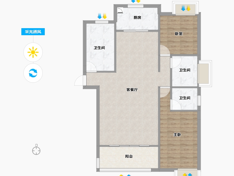 湖北省-黄冈市-红安盛安新都-86.92-户型库-采光通风