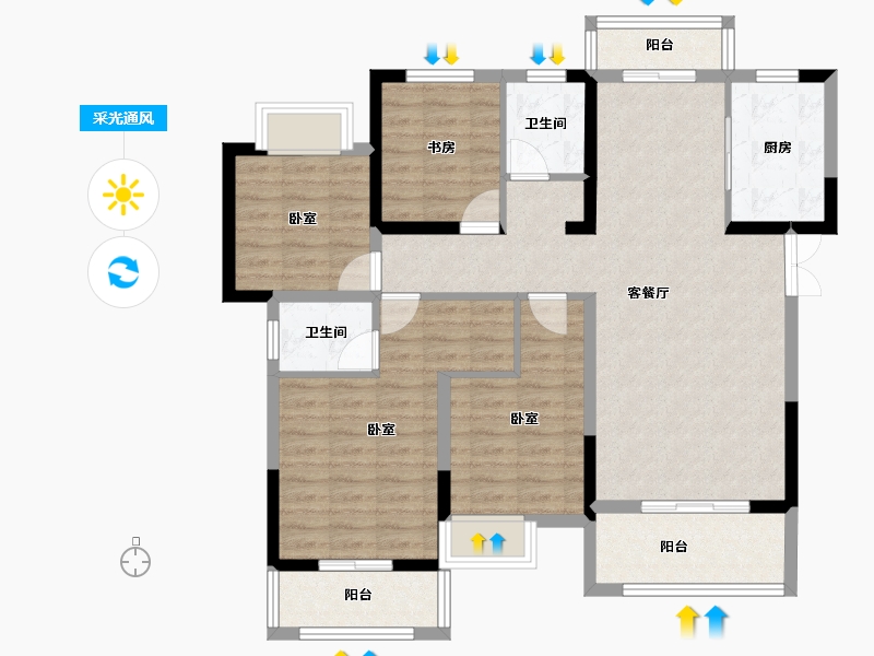 湖北省-黄冈市-红安汇景新城-102.46-户型库-采光通风