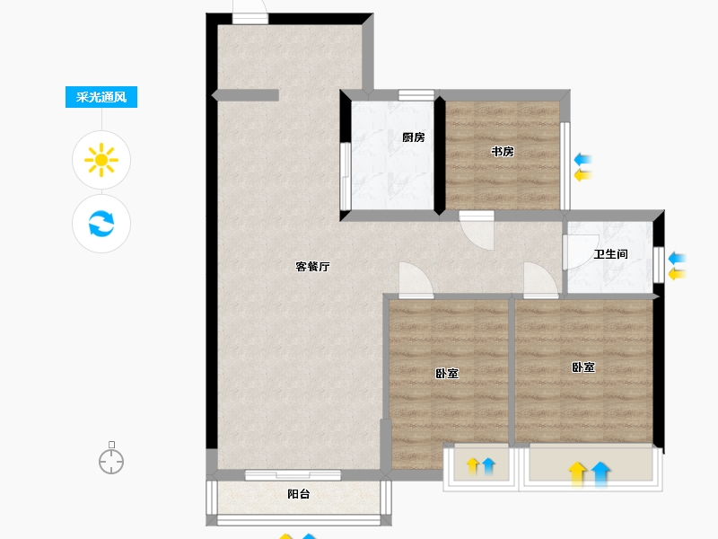 湖北省-黄冈市-御和华城-77.28-户型库-采光通风