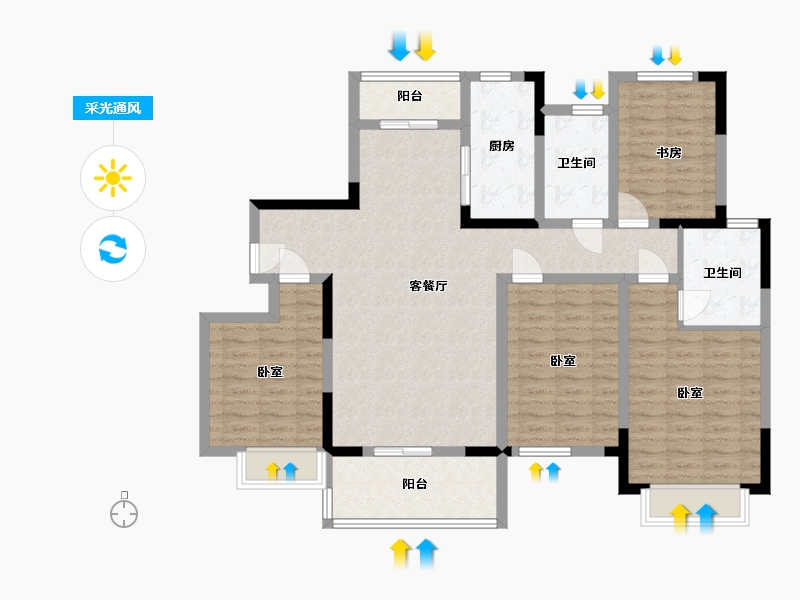 河南省-许昌市-建业北海桂园-113.81-户型库-采光通风