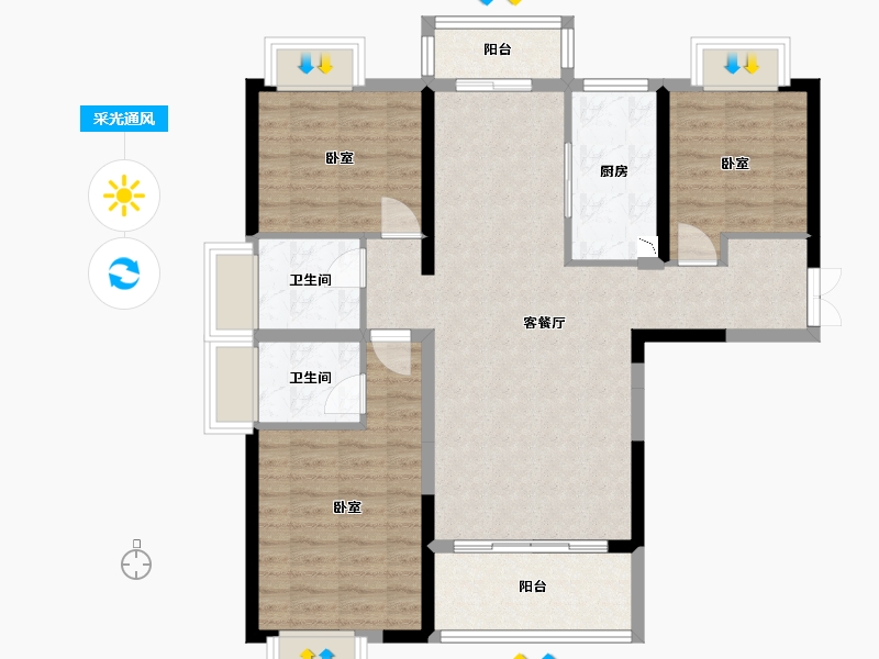 湖北省-宜昌市-佳境天城三期-94.12-户型库-采光通风