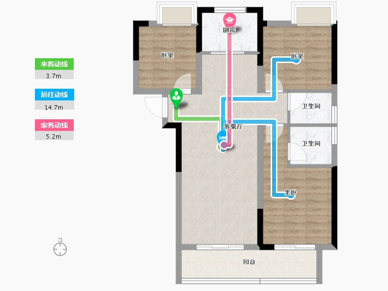 湖北省-黄冈市-南德上林公馆-76.78-户型库-动静线