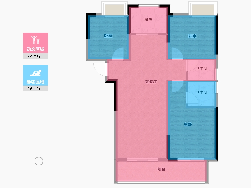 湖北省-黄冈市-南德上林公馆-76.78-户型库-动静分区