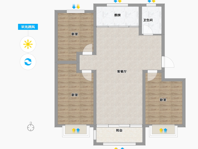 山东省-德州市-文鼎香邑水岸-94.86-户型库-采光通风