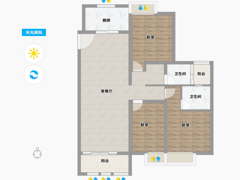 河南省-南阳市-东郡华府-103.74-户型库-采光通风