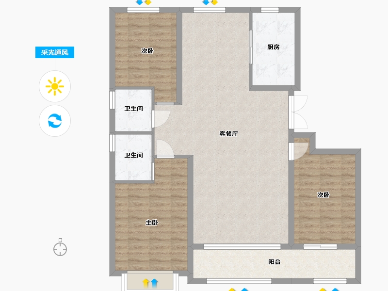 山东省-潍坊市-恒信凤栖桃源-104.48-户型库-采光通风