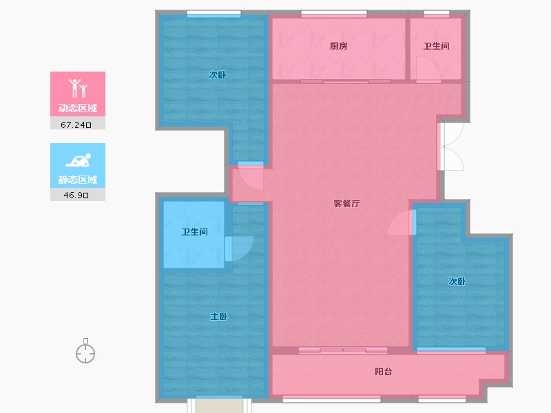 山东省-潍坊市-恒信凤栖桃源-103.03-户型库-动静分区