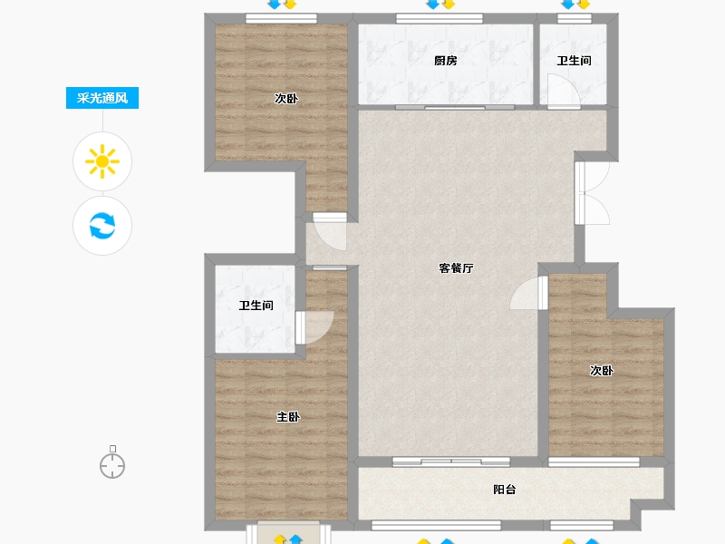 山东省-潍坊市-恒信凤栖桃源-103.03-户型库-采光通风