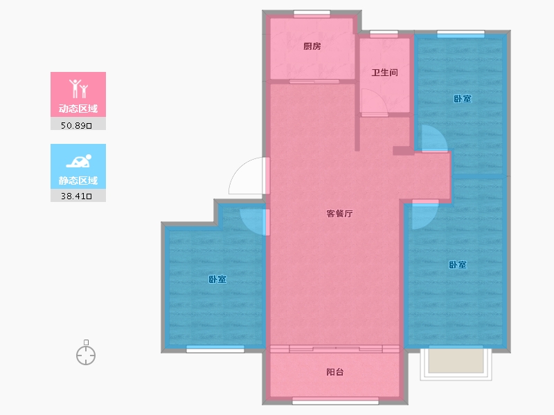 山东省-德州市-文鼎香邑水岸-80.15-户型库-动静分区