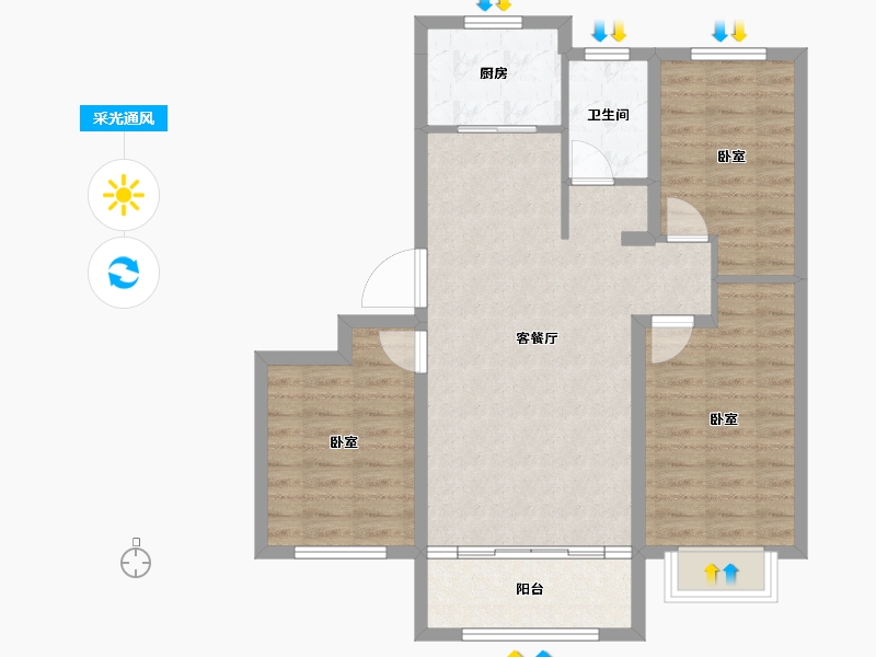 山东省-德州市-文鼎香邑水岸-80.15-户型库-采光通风