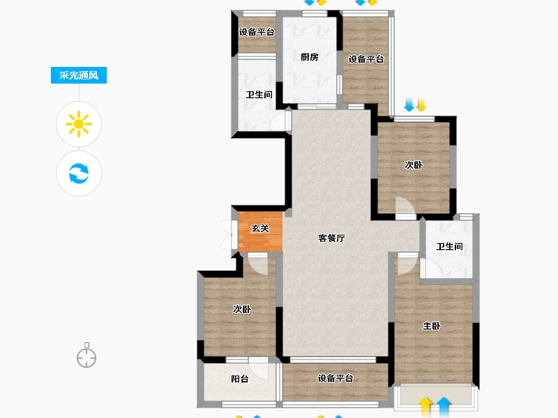 山东省-淄博市-橡树黄金城-110.99-户型库-采光通风