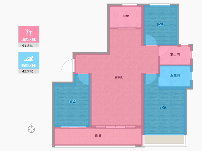 山东省-德州市-永锋绿城·百合新城诚园-95.14-户型库-动静分区