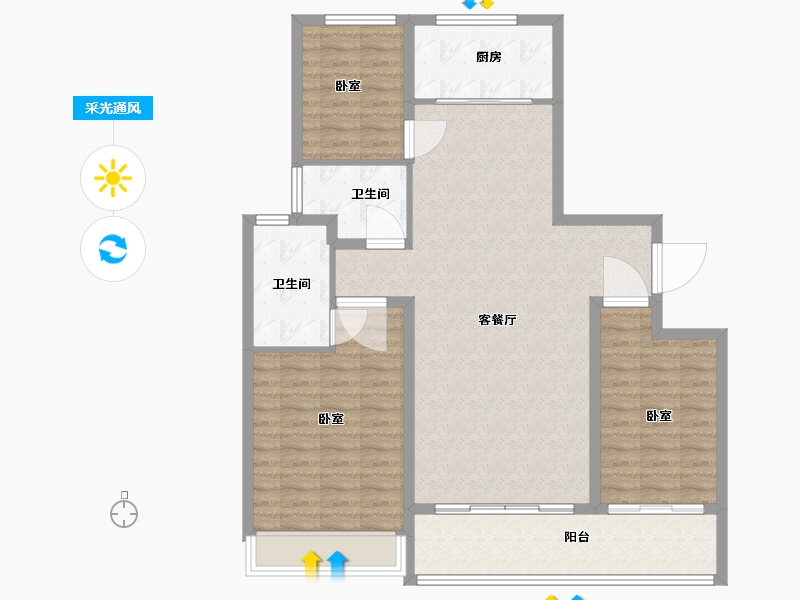 山东省-德州市-永锋绿城·百合新城诚园-108.00-户型库-采光通风