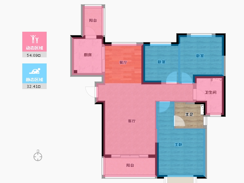 湖南省-长沙市-恒大江湾公寓-80.13-户型库-动静分区