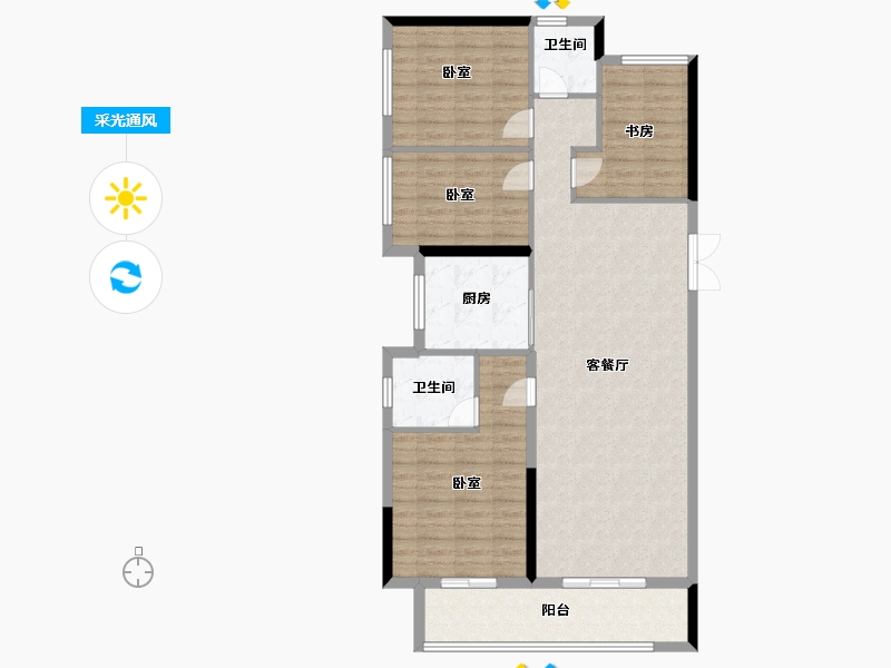 河南省-郑州市-美盛教育港湾-110.00-户型库-采光通风