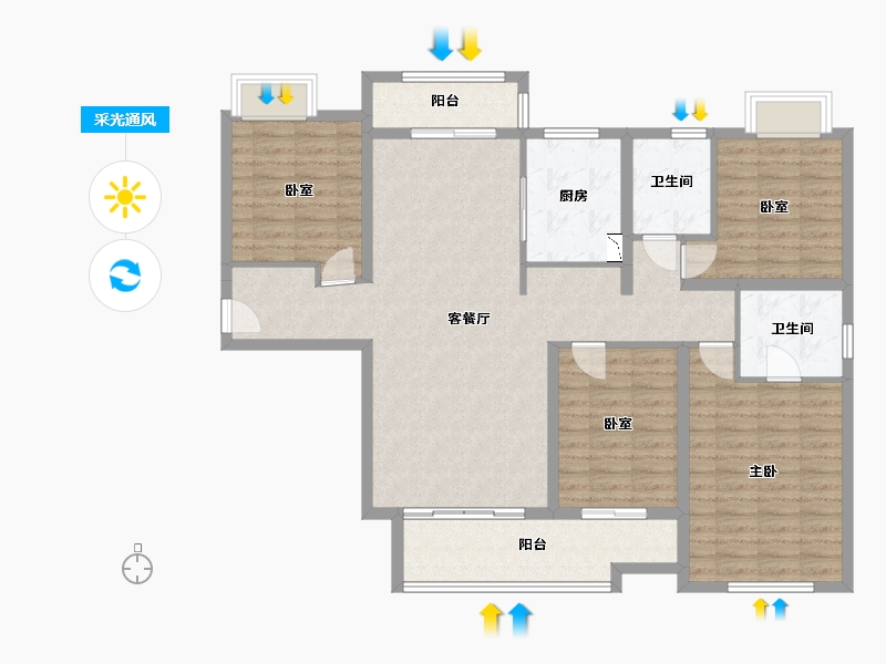 湖北省-宜昌市-佳境天城三期-122.60-户型库-采光通风