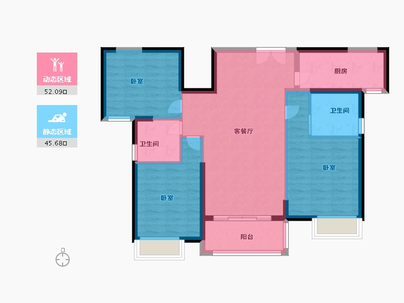 湖北省-武汉市-地铁盛观尚城-88.00-户型库-动静分区